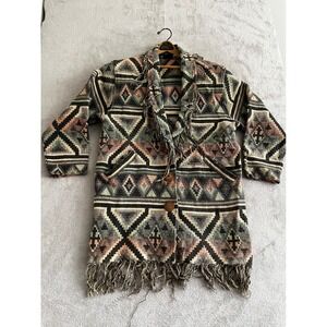 Northern Style women's Medium Southwestern Fringe Tapestry Cardigan Jacket